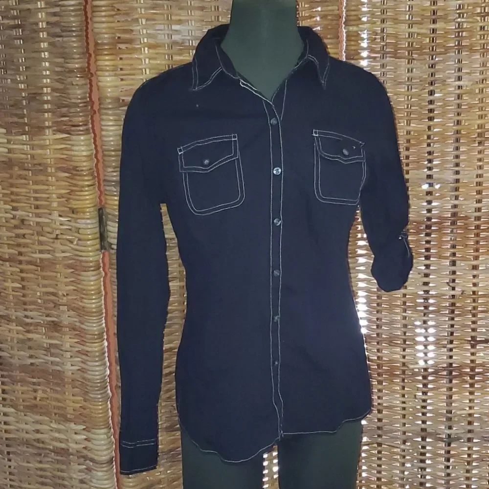 Tommy Hilfiger Black Button Up Shirt L
